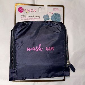 MIAMICA Indigo Blue Shimmery Pink “wash me” Foldable Travel Laundry Bag